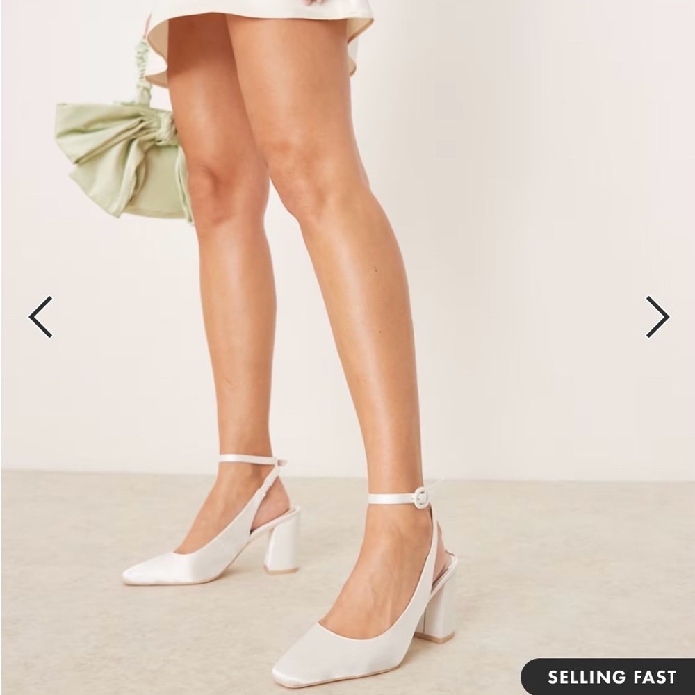 ASOS Be Mine Bridal Nora Slibgback Heeled Shoes in Ivory Satin